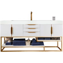Load image into Gallery viewer, James Martin Columbia 72&quot; Glossy White - Radiant Gold Single Vanity- James Martin