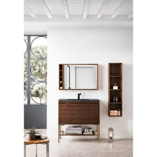 Load image into Gallery viewer, James Martin Milan 35.4&quot; Mid Century Walnut - Radiant Gold Single Vanity