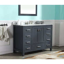 Load image into Gallery viewer, Chateau 48 in. W x 22 in. D Bathroom Bath Vanity Set in Gray with Carrara Marble Top with White Sink- Anzzi