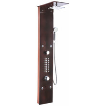 Load image into Gallery viewer, Rite 60.75 in. 28-Jetted Full Body Shower Panel with Heavy Rain Shower and Spray Wand in Mahogany Style Deco-Glass- Anzzi