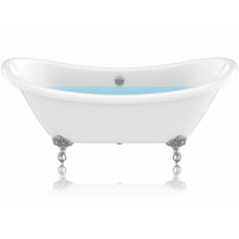 Load image into Gallery viewer, 69.29” Belissima Double Slipper Acrylic Claw Foot Tub in White- Anzzi