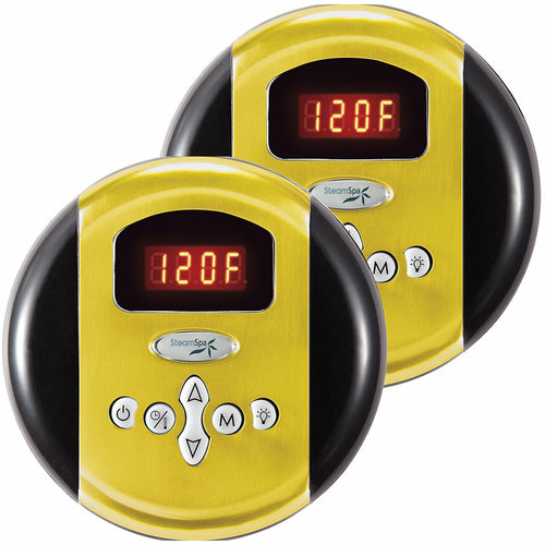 SteamSpa Programmable Dual Control Panels in Polished Gold- SteamSpa
