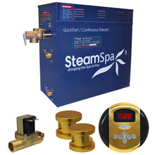 Load image into Gallery viewer, SteamSpa Oasis 12 KW QuickStart Acu-Steam Bath Generator Package with Built-in Auto Drain in Polished Gold- SteamSpa