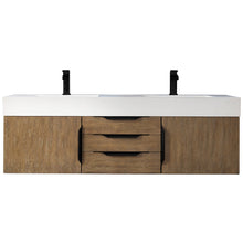 Load image into Gallery viewer, James Martin Mercer Island 59&quot; Latte Oak - Matte Black Double Vanity- James Martin