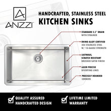 Load image into Gallery viewer, VANGUARD Undermount 32 in. Single Bowl Kitchen Sink with Sails Faucet in Brushed Nickel- Anzzi