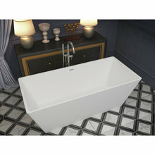 Load image into Gallery viewer, Cenere 4.9 ft. Man-Made Stone Center Drain Freestanding Bathtub in Matte White- Anzzi
