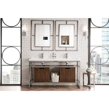 Load image into Gallery viewer, James Martin Boston 63&quot; Brushed Nickel Stainless Steel Sink Console (Double Basins) With Cabinet