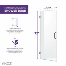 Load image into Gallery viewer, Fellow Series 30 in. x 72 in. Frameless Hinged Shower Door in Matte Black with Handle- Anzzi