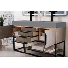 Load image into Gallery viewer, James Martin Columbia 59&quot; Ash Gray - Matte Black Double Vanity