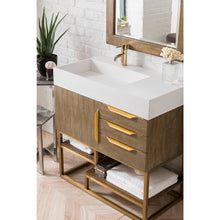 Load image into Gallery viewer, James Martin Columbia 36&quot; Latte Oak - Radiant Gold Single Vanity