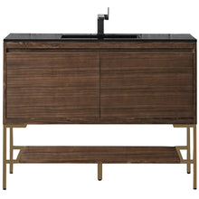 Load image into Gallery viewer, James Martin Milan 47.3&quot; Mid Century Walnut - Radiant Gold Single Vanity- James Martin