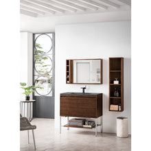 Load image into Gallery viewer, James Martin Milan 35.4&quot; Mid Century Walnut - Brushed Nickel Single Vanity