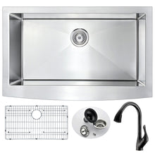 Load image into Gallery viewer, Elysian Farmhouse 36 in. Kitchen Sink with Accent Faucet in Oil Rubbed Bronze- Anzzi