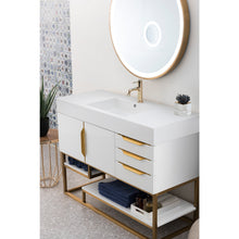 Load image into Gallery viewer, James Martin Columbia 48&quot; Glossy White - Radiant Gold Single Vanity