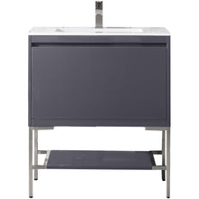 Load image into Gallery viewer, James Martin Milan 31.5&quot; Modern Grey - Brushed Nickel Single Vanity with Base- James Martin