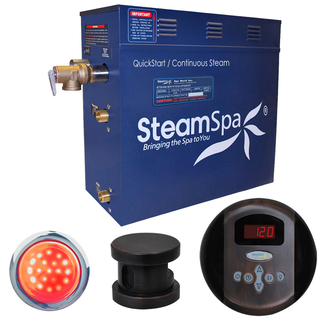 SteamSpa Indulgence 9 KW QuickStart Acu-Steam Bath Generator Package in Oil Rubbed Bronze- SteamSpa