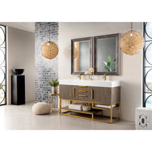 Load image into Gallery viewer, James Martin Columbia 59&quot; Ash Gray - Radiant Gold Double Vanity