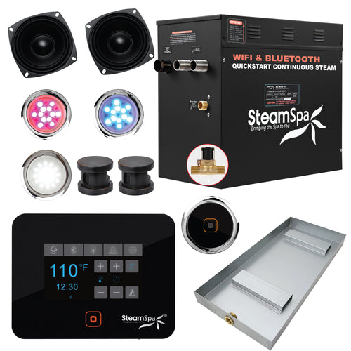 Black Series Wifi and Bluetooth 10.5kW QuickStart Steam Bath Generator Package in Oil Rubbed Bronze- SteamSpa