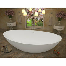 Load image into Gallery viewer, Ala 6.2 ft. Solid Surface Center Drain Freestanding Bathtub in Matte White- Anzzi