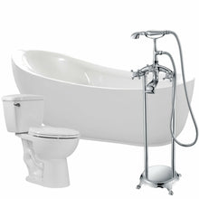 Load image into Gallery viewer, Talyah 71 in. Acrylic Soaking Bathtub with Tugela Faucet and Cavalier 1.28 GPF Toilet- Anzzi