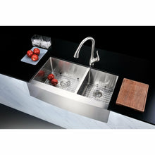 Load image into Gallery viewer, Elysian Farmhouse Stainless Steel 36 in. 0-Hole 60/40 Double Bowl Kitchen Sink in Brushed Satin- Anzzi