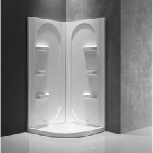 Load image into Gallery viewer, Mishra 38 in. x 38 in. x 75 in. 2-piece DIY Friendly Corner Shower Surround in White- Anzzi