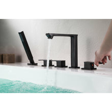 Load image into Gallery viewer, Shore 3-Handle Deck-Mount Roman Tub Faucet with Handheld Sprayer in Oil Rubbed Bronze- Anzzi