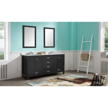 Load image into Gallery viewer, Chateau 72 in. W x 22 in. D Bathroom Vanity Set in Black with Carrara Marble Top with White Sink- Anzzi