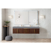 Load image into Gallery viewer, James Martin Mercer Island 72&quot; Coffee Oak - Radiant Gold Double Vanity