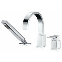 Load image into Gallery viewer, Nite Series Single-Handle Deck-Mount Roman Tub Faucet with Handheld Sprayer in Polished Chrome- Anzzi