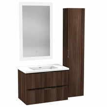 Load image into Gallery viewer, 30 in. W x 20 in. H x 18 in. D Bath Vanity Set in Dark Brown with Vanity Top in White with White Basin and Mirror- Anzzi