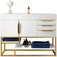 Load image into Gallery viewer, James Martin Columbia 48&quot; Glossy White - Radiant Gold Single Vanity- James Martin