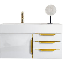 Load image into Gallery viewer, James Martin Mercer Island 36&quot; Glossy White - Radiant Gold Single Vanity- James Martin