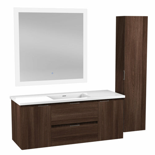 48 in. W x 20 in. H x 18 in. D Bath Vanity Set in Dark Brown with Vanity Top in White with White Basin and Mirror- Anzzi
