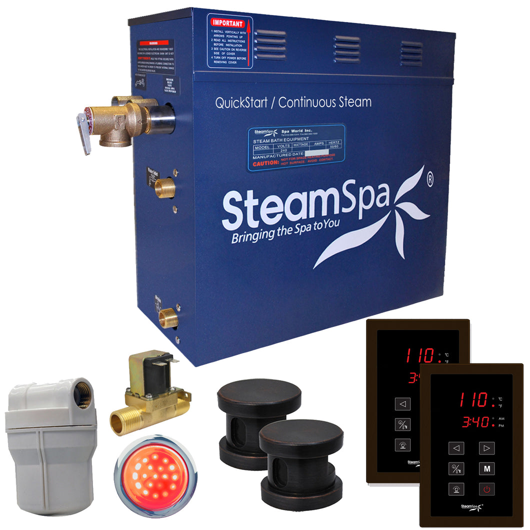 SteamSpa Royal 10.5 KW QuickStart Acu-Steam Bath Generator Package with Built-in Auto Drain in Oil Rubbed Bronze- SteamSpa