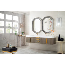 Load image into Gallery viewer, James Martin Mercer Island 72&quot; Ash Gray - Radiant Gold Double Vanity