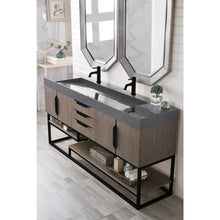 Load image into Gallery viewer, James Martin Columbia 72&quot; Ash Gray - Matte Black Double Vanity