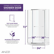 Load image into Gallery viewer, Castle Series 49 in. x 72 in. Semi-Frameless Shower Door with TSUNAMI GUARD in Brushed Nickel- Anzzi