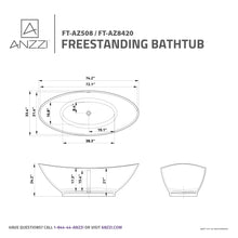 Load image into Gallery viewer, Ala 6.2 ft. Solid Surface Center Drain Freestanding Bathtub in Matte White- Anzzi