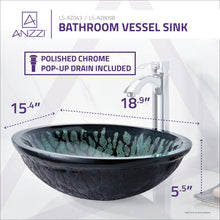 Load image into Gallery viewer, Bravo Series Deco-Glass Vessel Sink in Lustrous Black- Anzzi