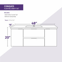 Load image into Gallery viewer, Conques 48 in W x 20 in H x 18 in D Bath Vanity in Dark Brown with Cultured Marble Vanity Top in White with White Basin- Anzzi