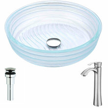 Load image into Gallery viewer, Canta Series Deco-Glass Vessel Sink in Lustrous Translucent Crystal with Harmony Faucet in Brushed Nickel- Anzzi