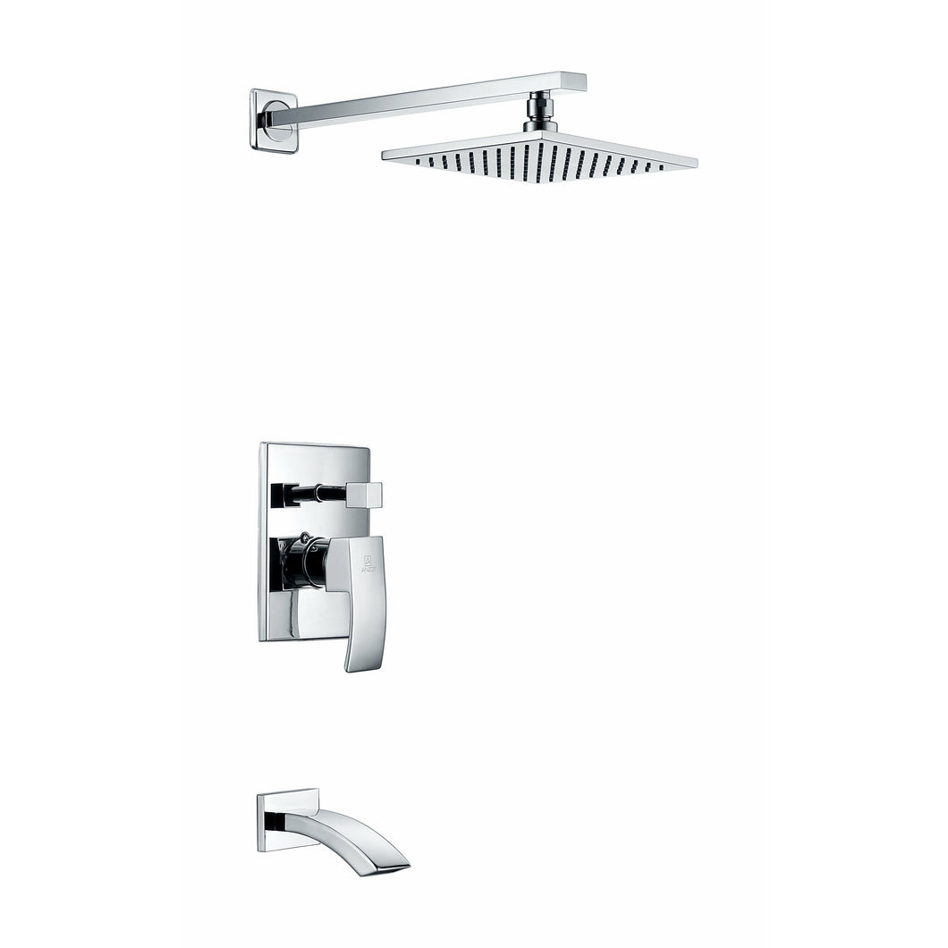 Spirito Series Single Handle Wall Mounted Showerhead and Bath Faucet Set in Polished Chrome- Anzzi