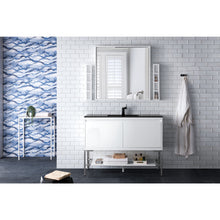 Load image into Gallery viewer, James Martin Milan 47.3&quot; Glossy White - Brushed Nickel Single Vanity