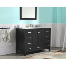 Load image into Gallery viewer, Chateau 48 in. W x 22 in. D Bathroom Bath Vanity Set in Black with Carrara Marble Top with White Sink- Anzzi