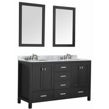 Load image into Gallery viewer, Chateau 60 in. W x 22 in. D Bathroom Vanity Set in Black with Carrara Marble Top with White Sink- Anzzi