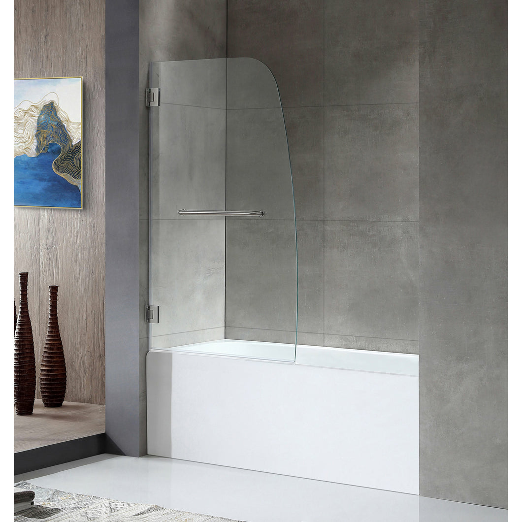 Anzzi 5 ft. Acrylic Left Drain Rectangle Tub in White With 34 in. by 58 in. Frameless Hinged Tub Door in Brushed Nickel- Anzzi