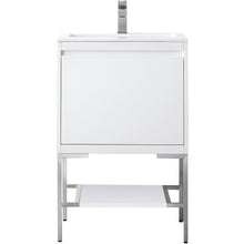 Load image into Gallery viewer, James Martin Milan 23.6&quot; Glossy White - Brushed Nickel Single Vanity with Base- James Martin