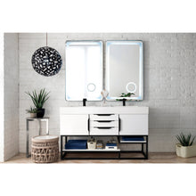 Load image into Gallery viewer, James Martin Columbia 59&quot; Glossy White - Matte Black Double Vanity