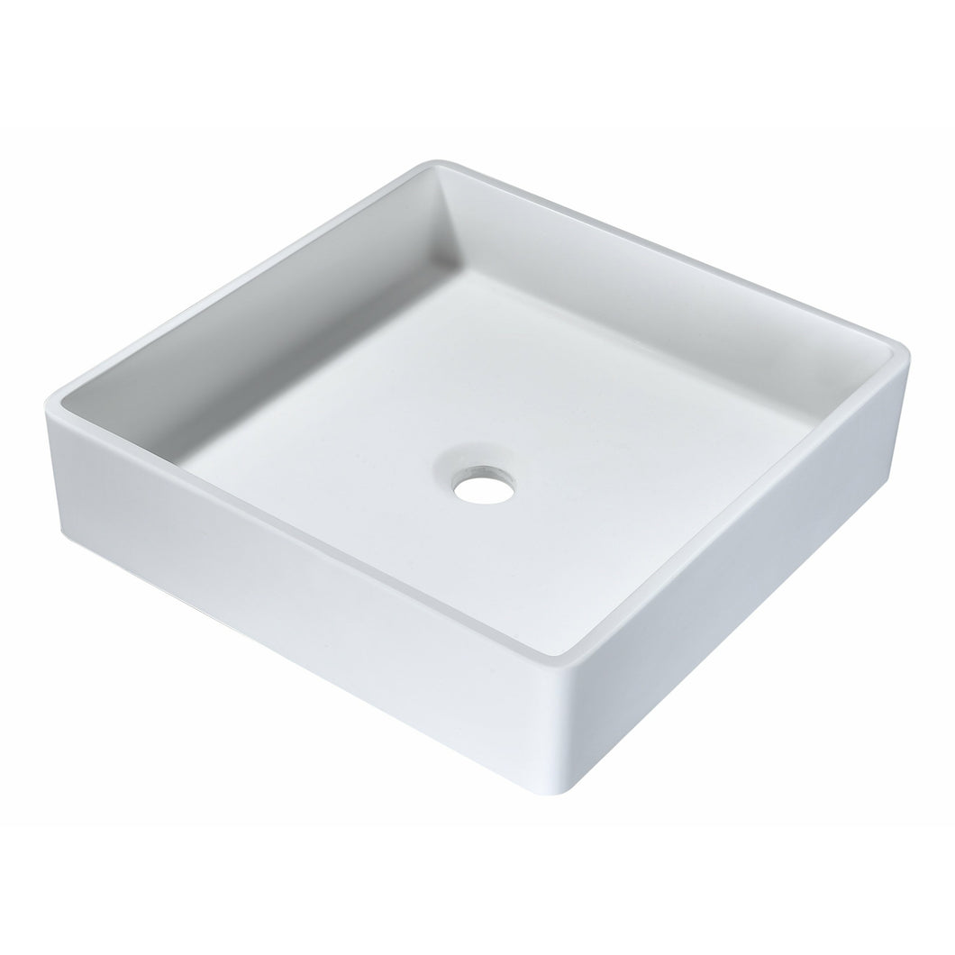 Matimbi 1-Piece Solid Surface Vessel Sink with Pop Up Drain in Matte White- Anzzi